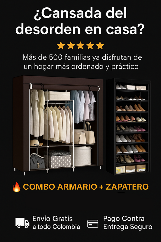 Combo Deluxe: Armario + Zapatero 2 en 1 - Nunca más ropa arrugada ni zapatos regado