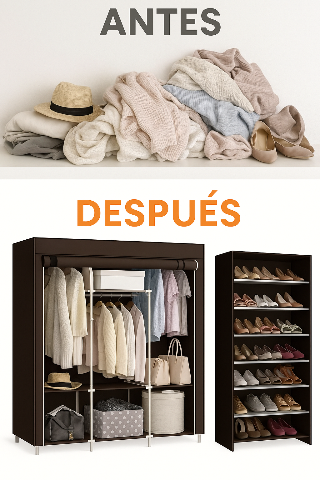 Combo Deluxe: Armario + Zapatero 2 en 1 - Nunca más ropa arrugada ni zapatos regado